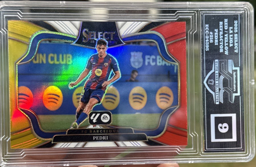 2025 Select La Liga Pedri Tri Color Refractor ECC 9 FC Barcelona Spain