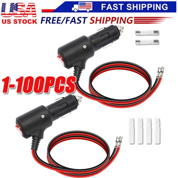 12-24V Fused LED Car Cigarette Lighter Plug Socket Cable Adapter w/ Switch Lot 12-24V Fused LED Car Cigarette Lighter Plug Socket Cable Adapter w/ Switch Lot