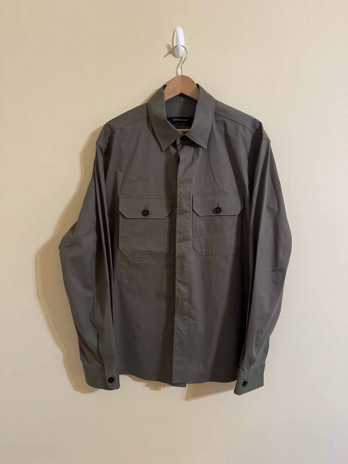 Ermenegildo Zegna Cotton Overshirt Button Up Shirt Olive Green XXL Ermenegildo Zegna Cotton Overshirt Button Up Shirt Olive Green XXL