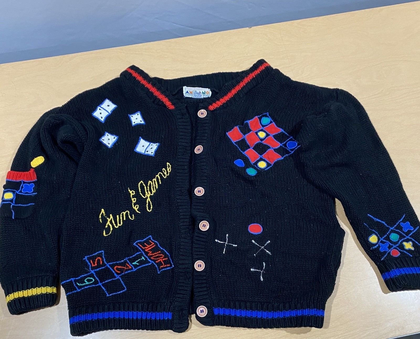 Vintage A’Milano Cardigan Sweater Embroidered Size Small Games Hopscotch 80s Vintage A’Milano Cardigan Sweater Embroidered Size Small Games Hopscotch 80s