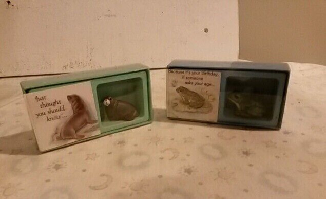 Americard Seal Frog lot 2 1980s American Greetings Gifts Good Wishes figurine Americard Seal Frog lot 2 1980s American Greetings Gifts Good Wishes figurine
