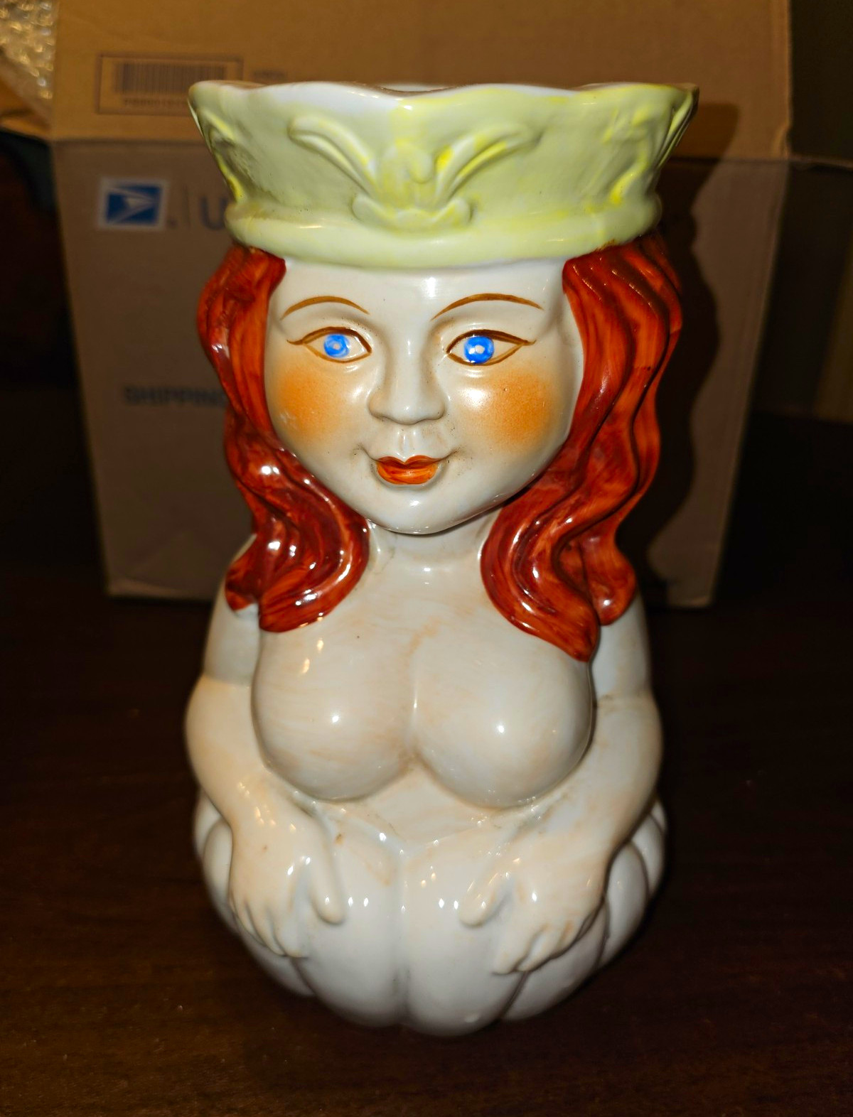 Rare Large Vintage Ceramic Nude Mermaid Toby Jug Pitcher Mug – 9\