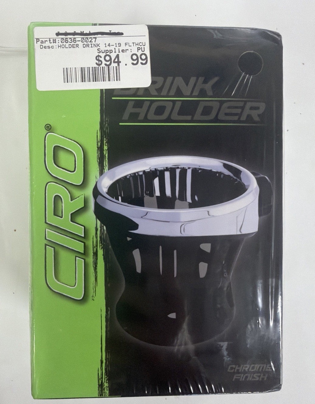 Ciro 50422 Chrome Passenger Drink Holder Harley Touring 2014-2023 0636-0027