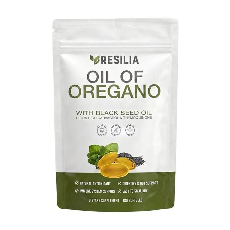 1-5Pack Resilia Oil of Oregano 6000mg with Black Seed Oil Softgels – 60 Capsules