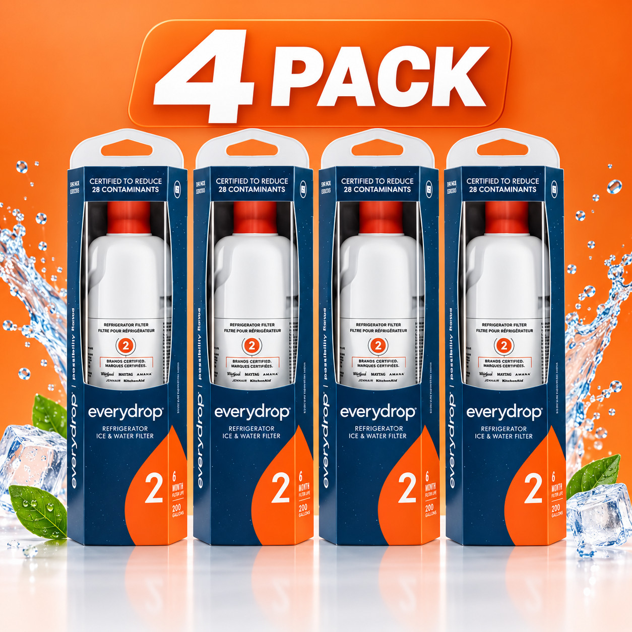 NEW 4PACK W10413²645A EDR2²RXD1 Filter 2 9082 Refrigerator Ice Replacement NEW 4PACK W10413²645A EDR2²RXD1 Filter 2 9082 Refrigerator Ice Replacement