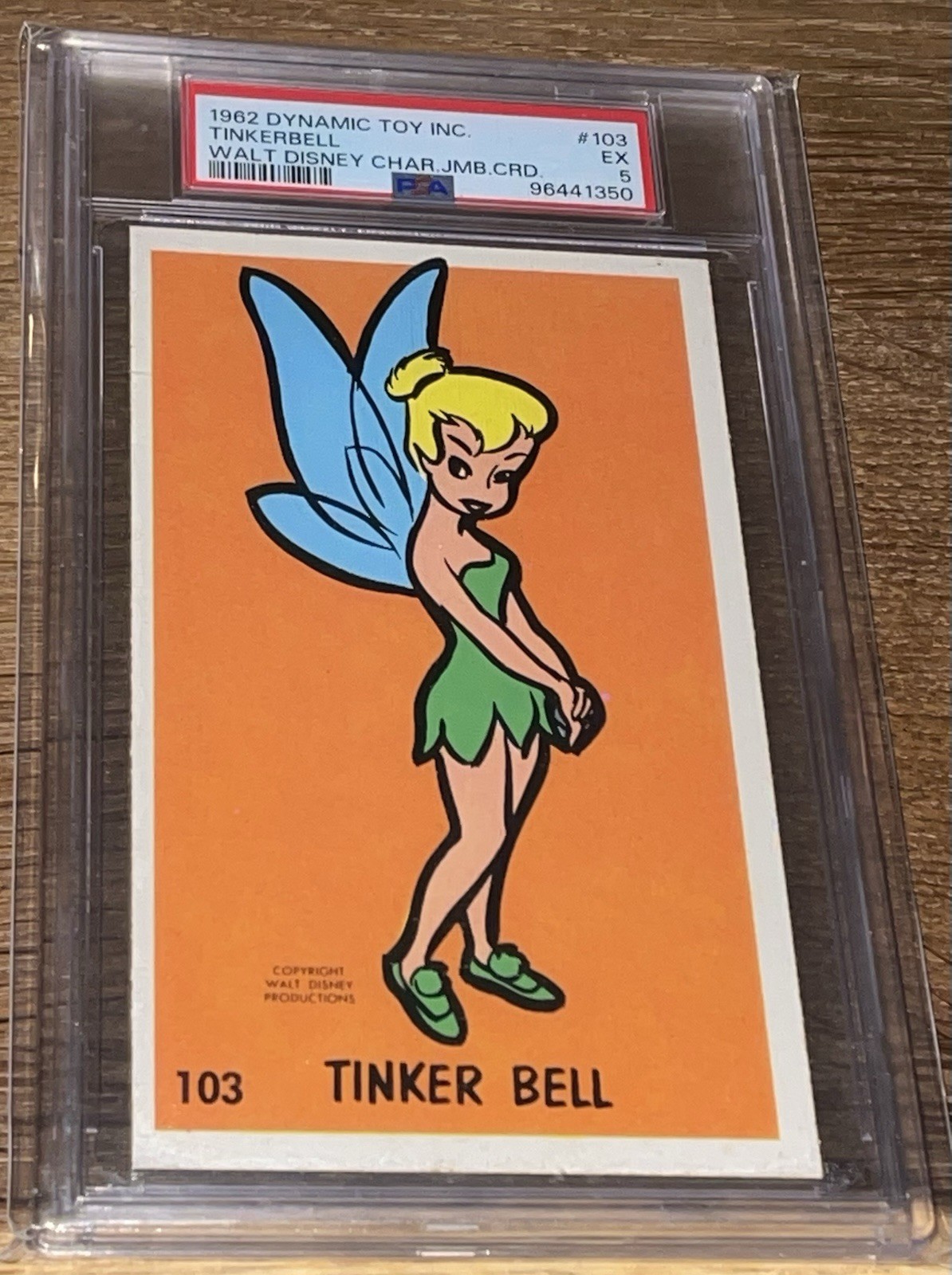 Vintage 1962 Dynamic Toy Walt Disney #103 Tinker Bell Jumbo Card PSA GRADED RARE