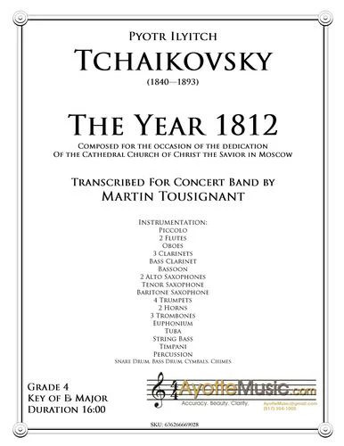 Tchaikovsky - 1812 Overture, arr. Martin Tousignant (Score and Parts)