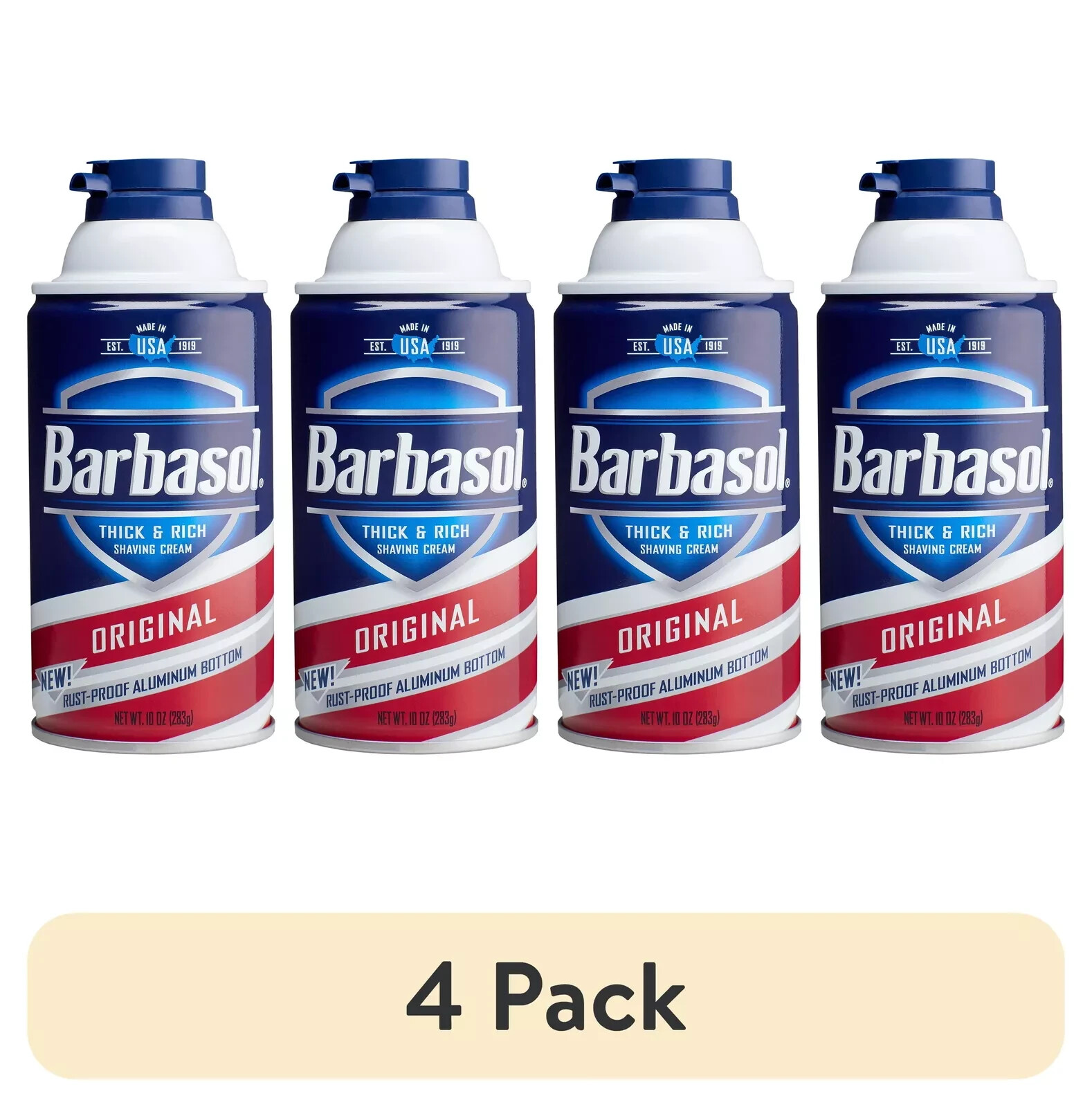 Barbasol Original Thick & Rich Shaving Cream for Men 10 Oz (Pack of 4)