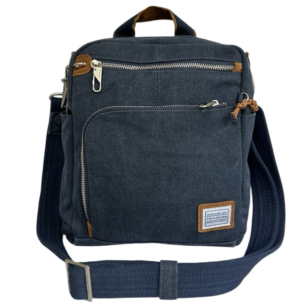 Travelon Anti-Theft Heritage Tour Bag Medium Indigo Blue Crossbody Travel