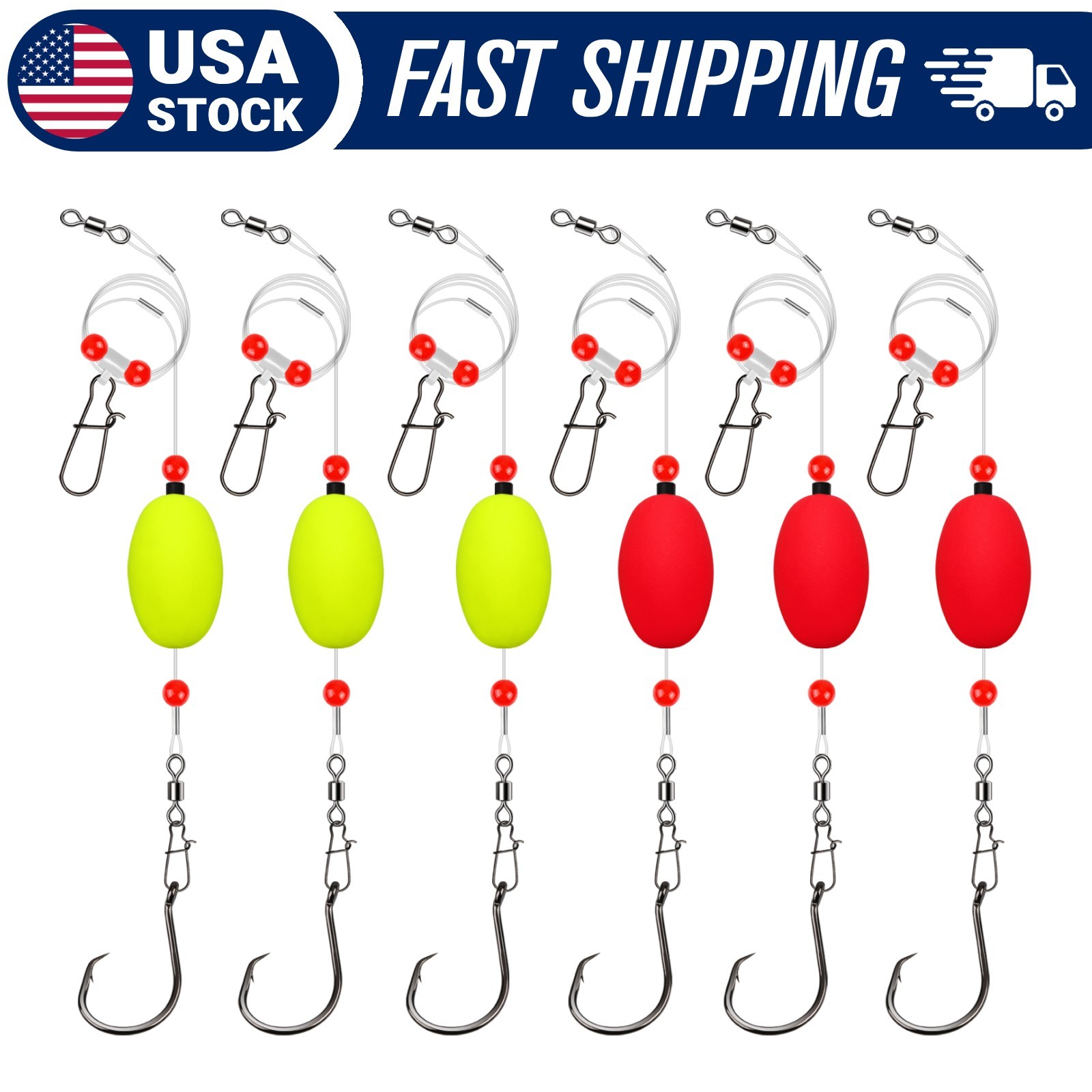 Dovesun Fish Finder Rig - 90LB Surf Fishing Tackle with 5/0 Circle Hooks 6PCS 