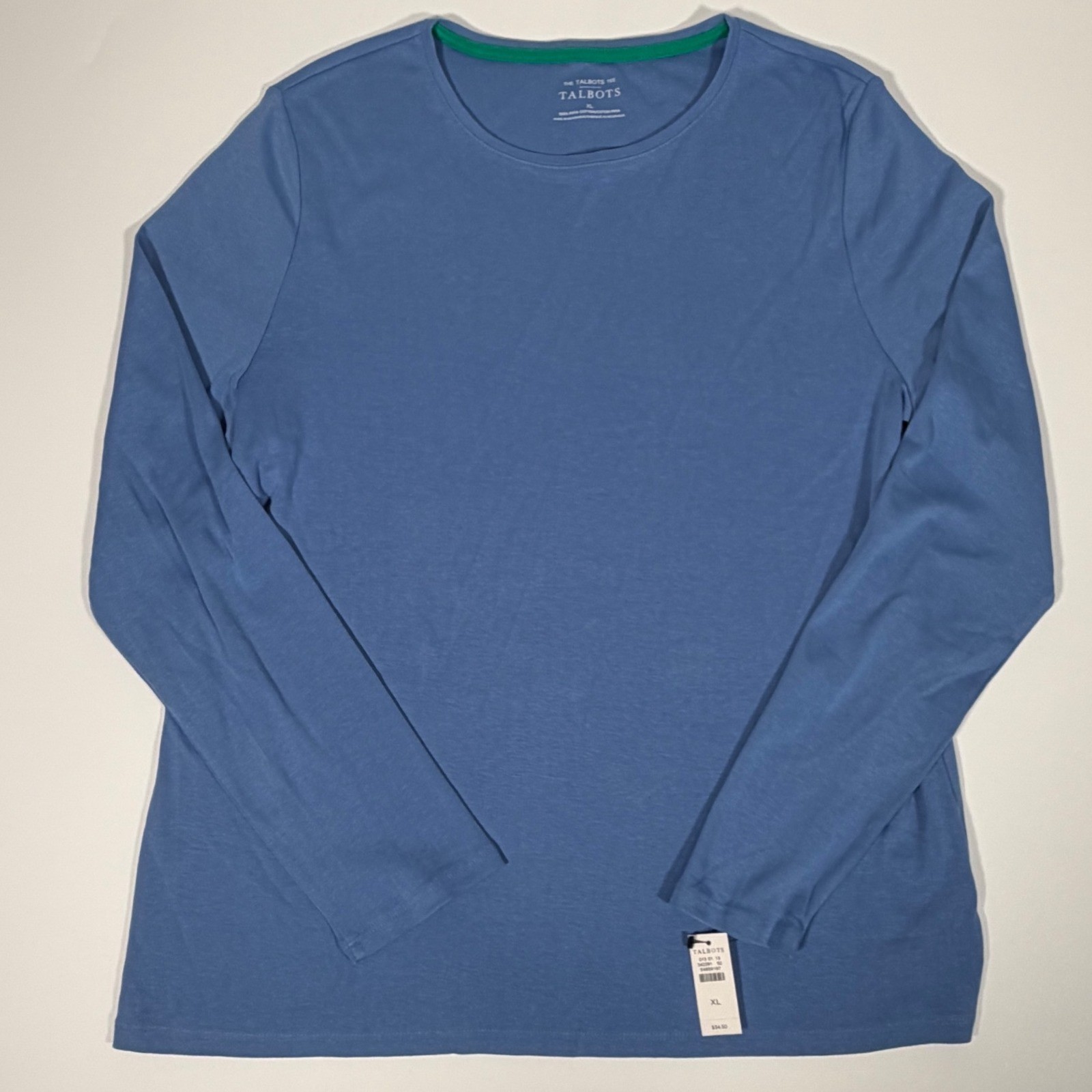 Talbots Pima Cotton Long Sleeve Tee Blue XL Minimalist Quiet Luxury Neck NEW Talbots Pima Cotton Long Sleeve Tee Blue XL Minimalist Quiet Luxury Neck NEW