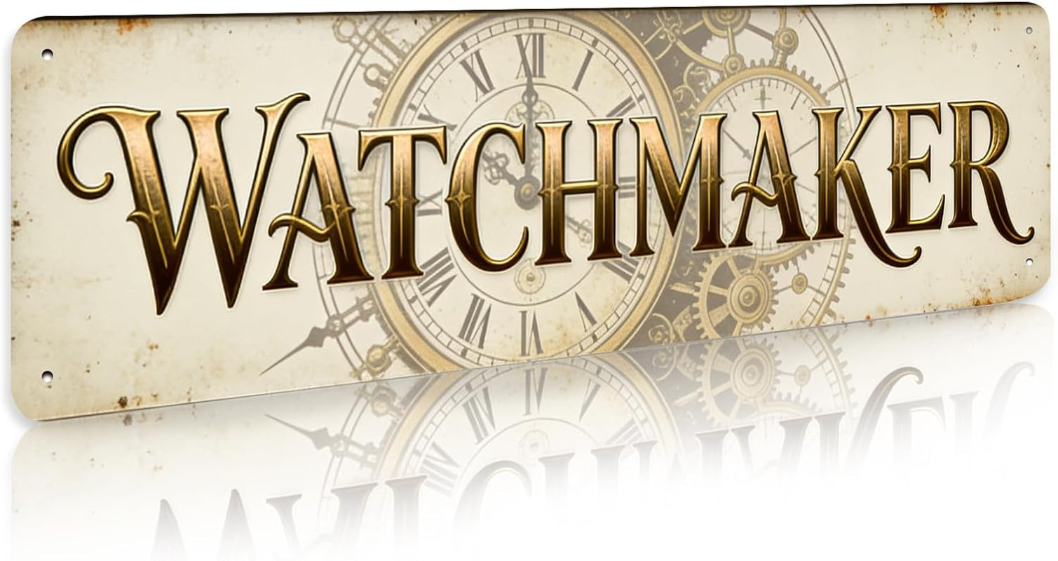 Watchmaker Sign Retro Store Tin Sign Vintage Metal Decorations 4×16 Inches Gifts