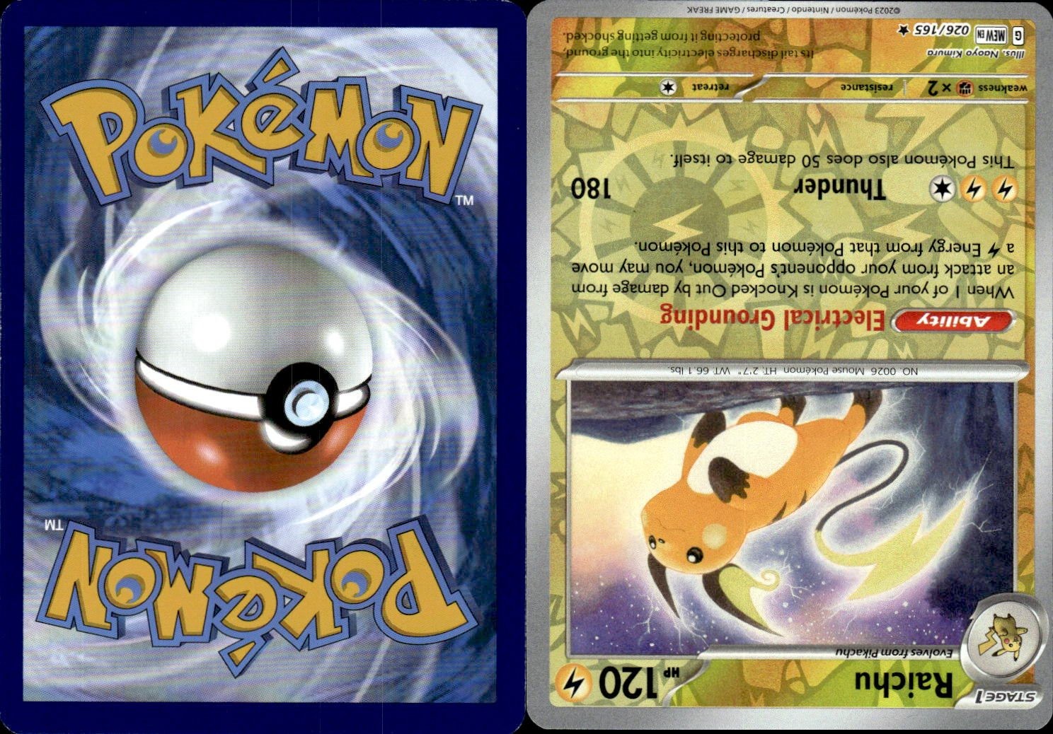Pokemon Raichu Rare 026/165 SV: Scarlet & Violet 151 Holofoil NM Pokemon Raichu Rare 026/165 SV: Scarlet & Violet 151 Holofoil NM