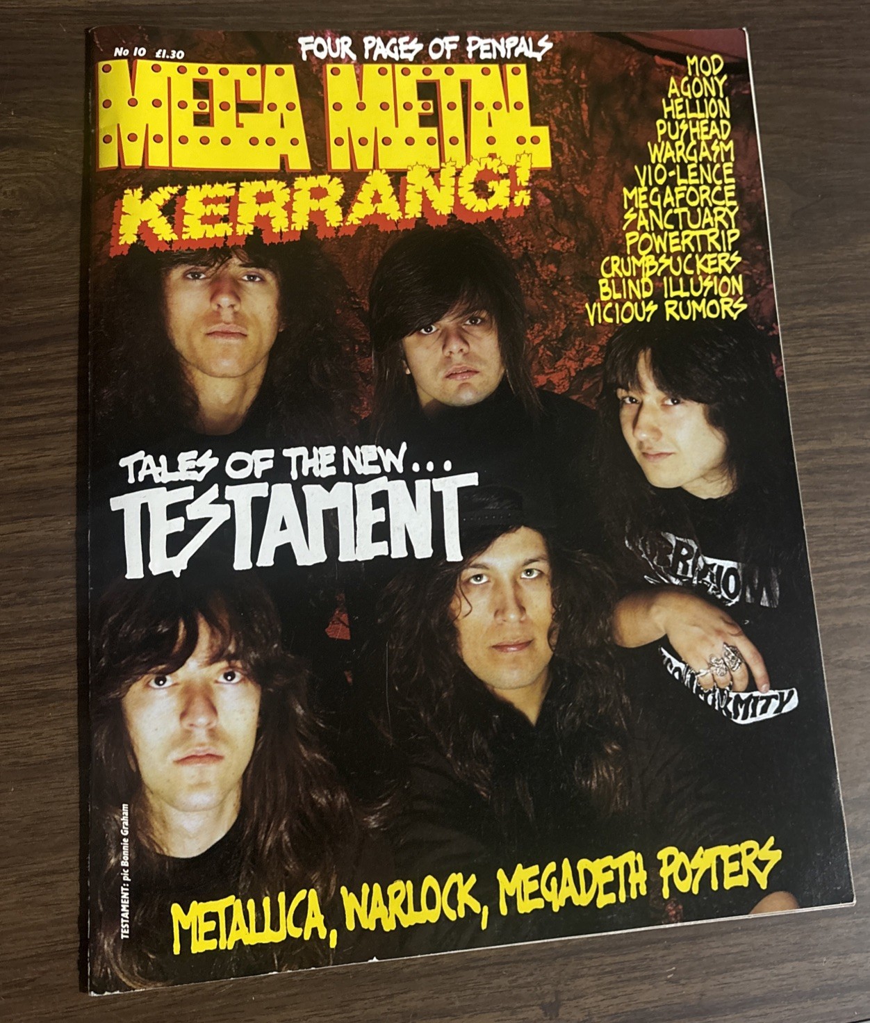 TESTAMENT MEGA METAL KERRANG NO. 10 MAGAZINE 1988 TESTAMENT Metallica Megadeth