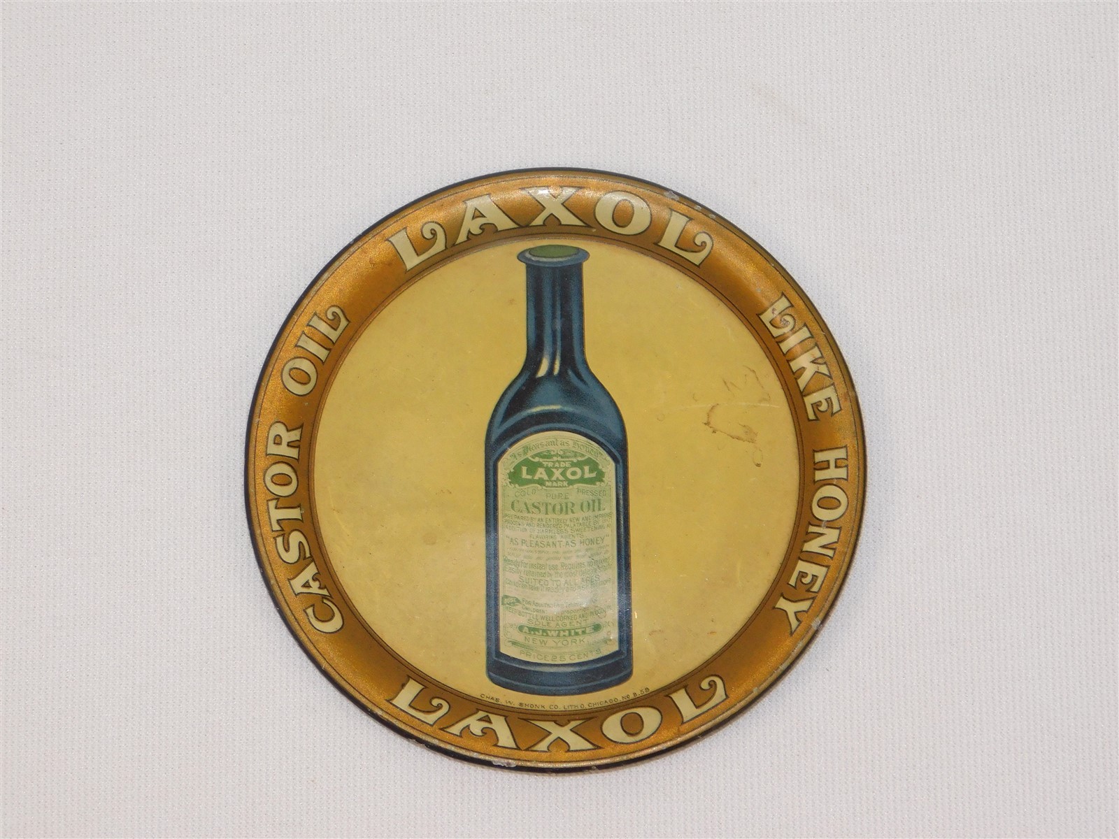 Antique Advertising Laxol Castor Oil Tip Tray By Chas. W. Shonk Antique Advertising Laxol Castor Oil Tip Tray By Chas. W. Shonk