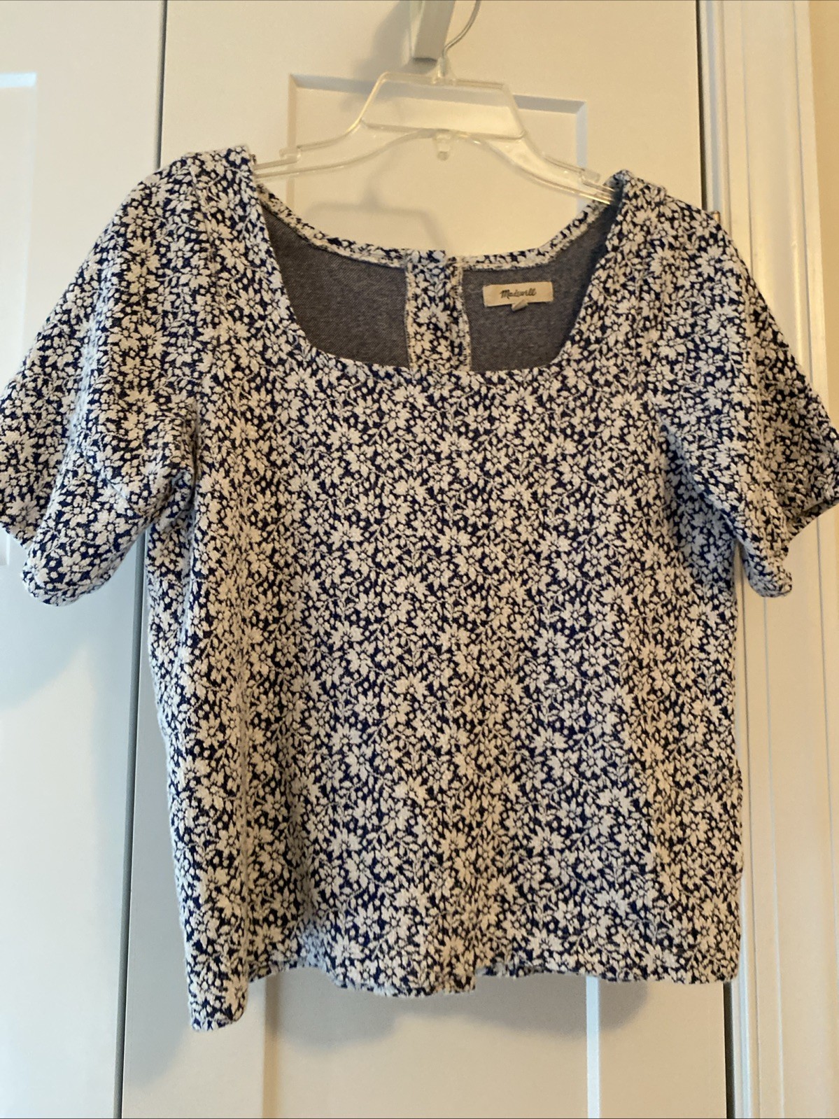 Madewell Womens Blue Print Short Sleeve Top XS