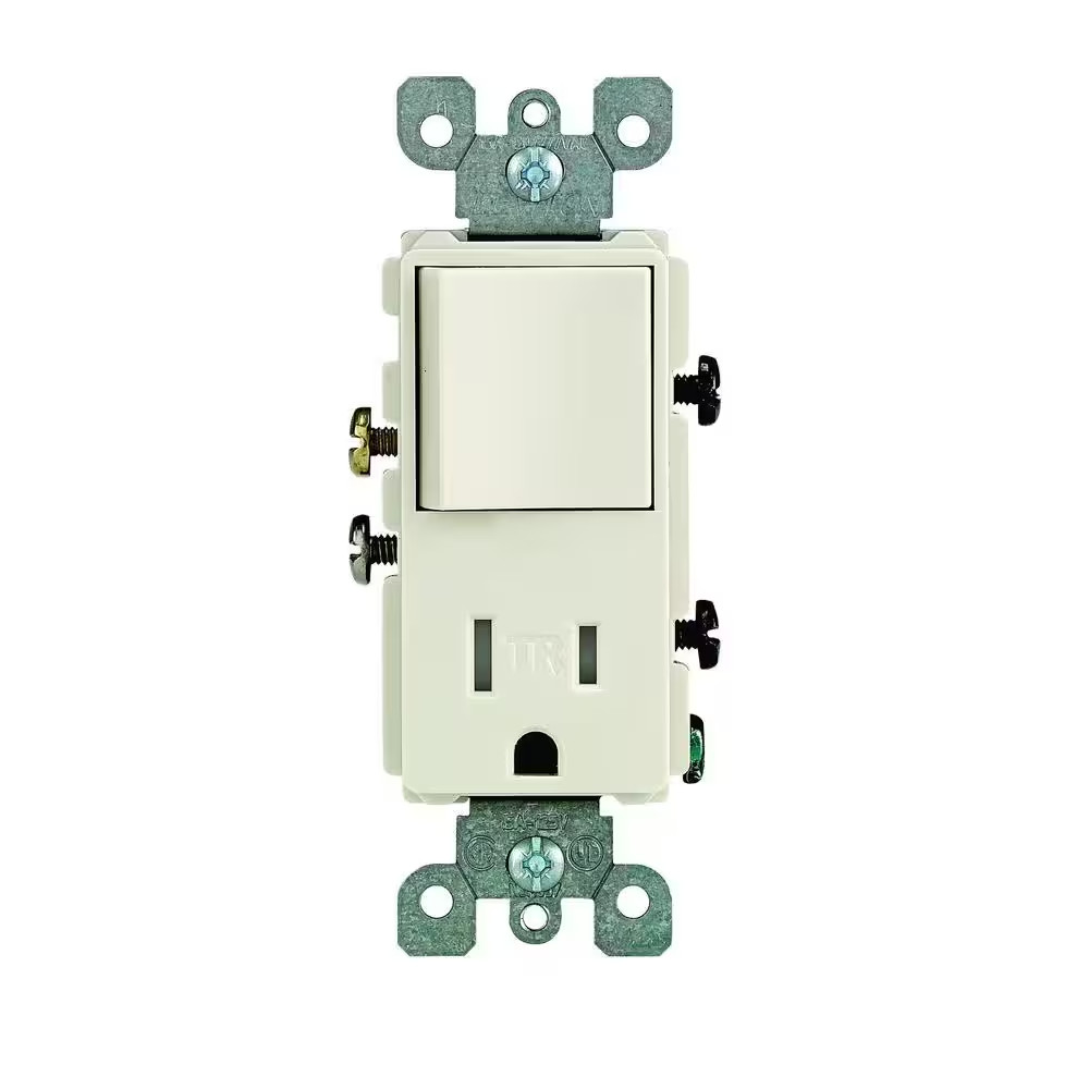 Leviton Decora 15 Amp Tamper-Resistant Combination Switch/Outlet, Light Almond 