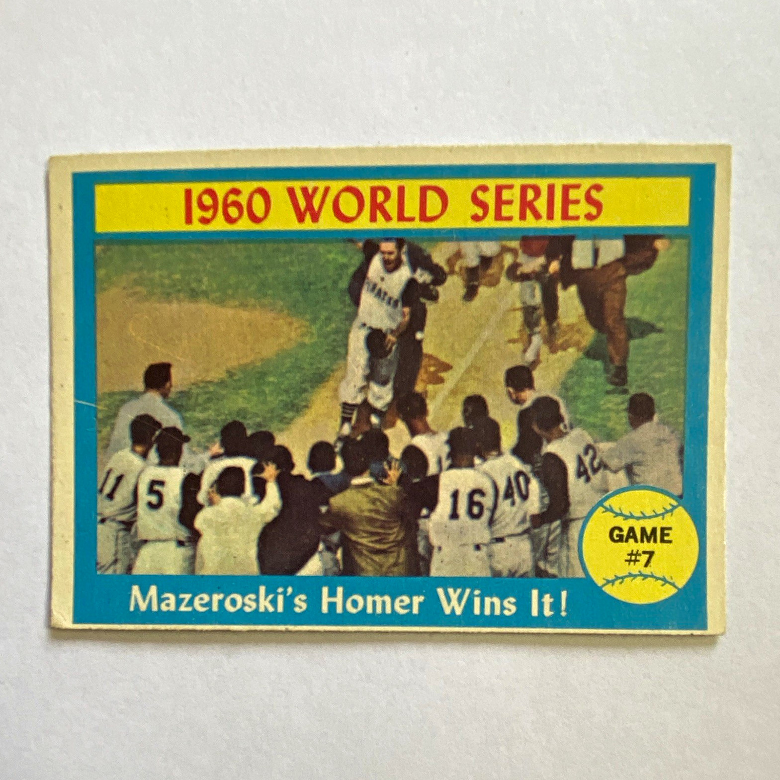 Topps ‘61 #312, Pirates, World Series Game 7 Mazeroski’s Homer, bright, EX-EXMT