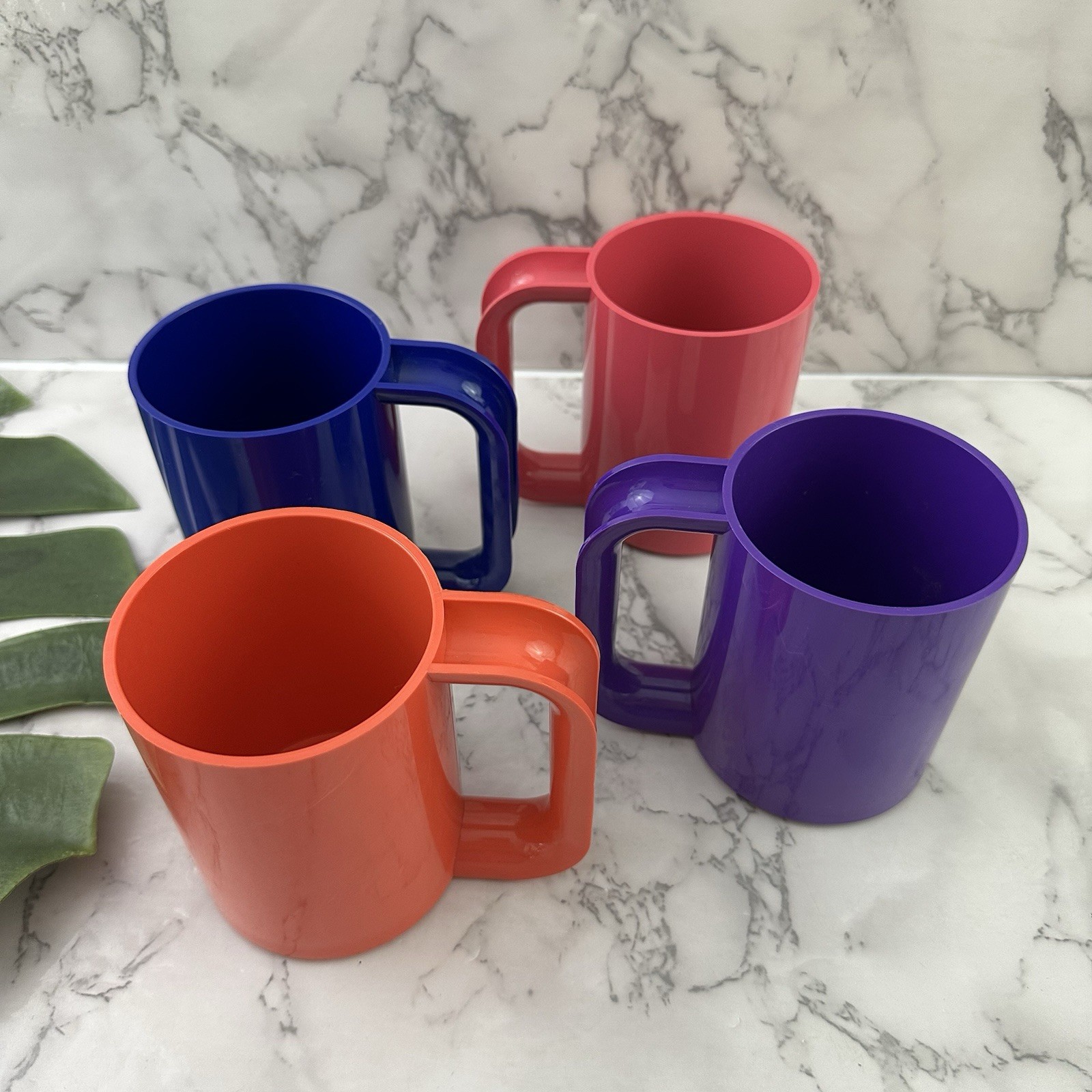 Vintage Heller MaxMug Pink Red Blue Purple 4 Stackable Cups Massimo Vignelli USA