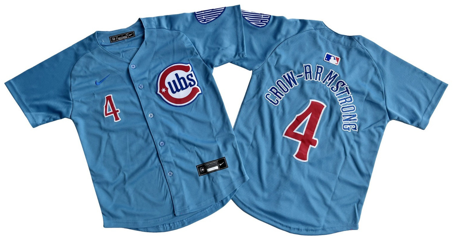​​Tariffs​ Free YOUTH\'S Cubs #4 Pete Crow-Armstrong Light Blue Cool Base Jersey