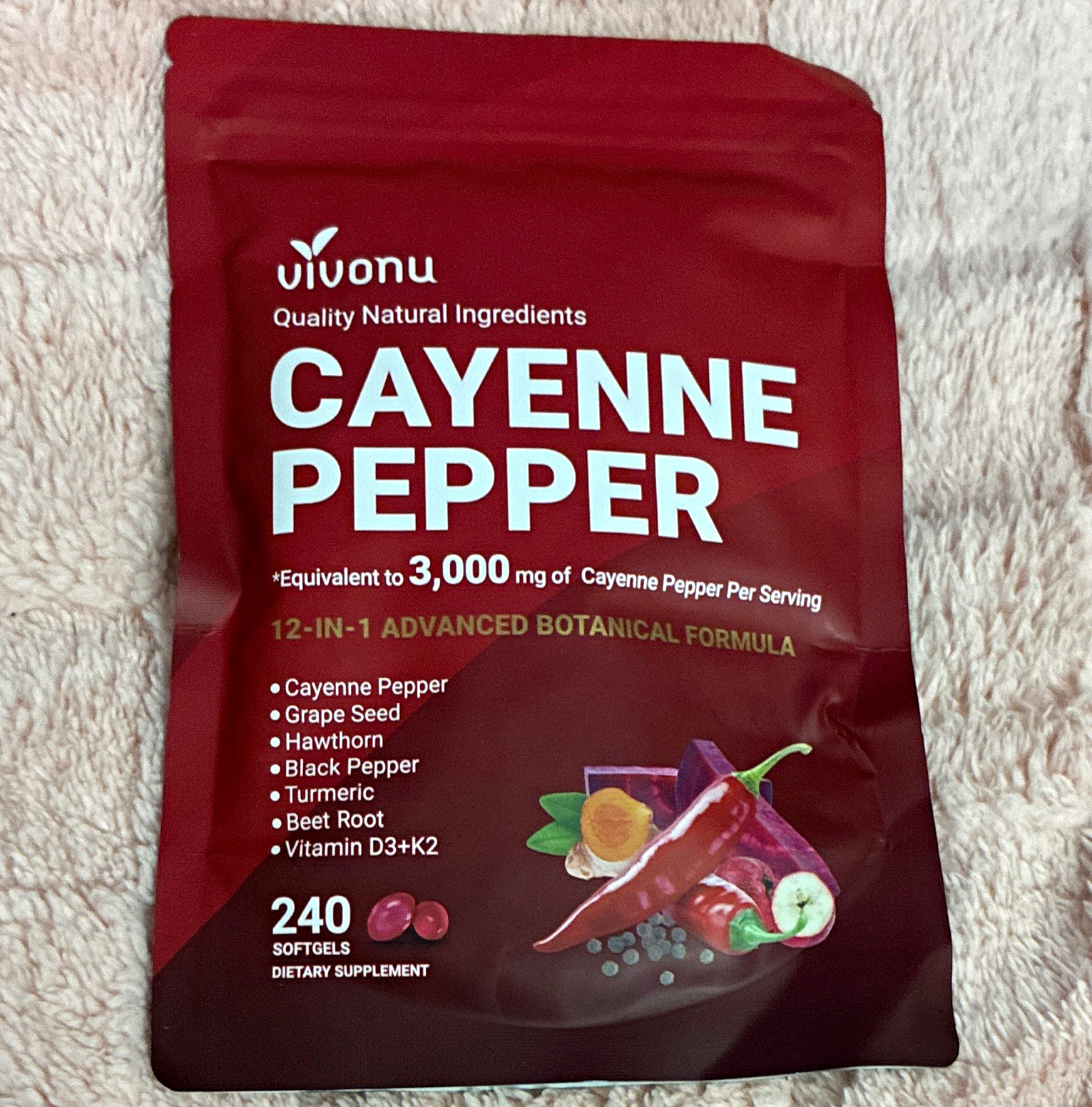 Vivonu Cayenne Pepper 300mg Softgels 240 Count Vegan Gluten-Free