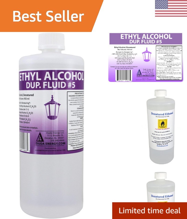 100% Pure 950 mL Denatured Ethanol with Child Safety Cap - For Industrial Use