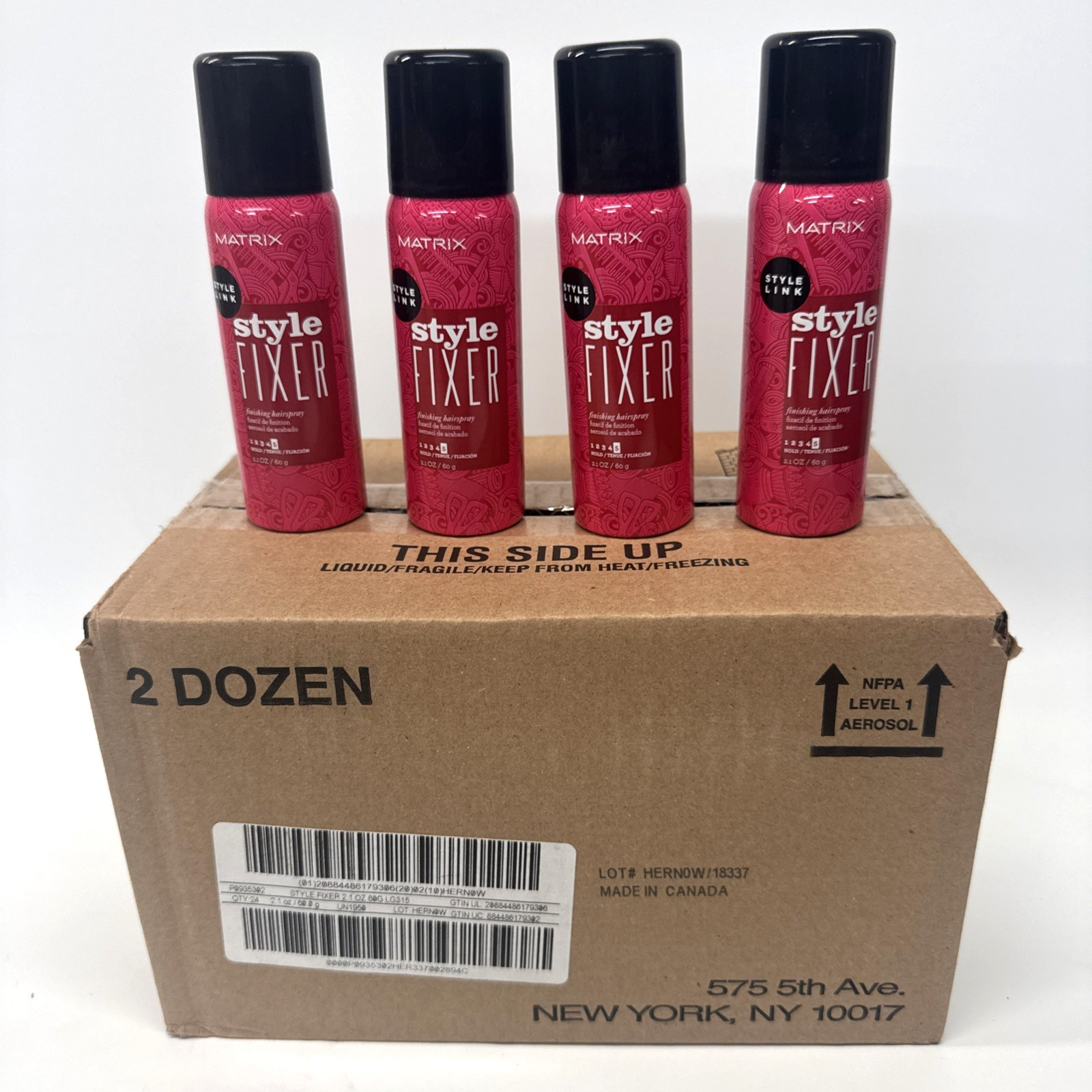 NIB Case of 24 Matrix Style Fixer Finishing Hair Spray Level 5 Hairspray 2.1 Oz