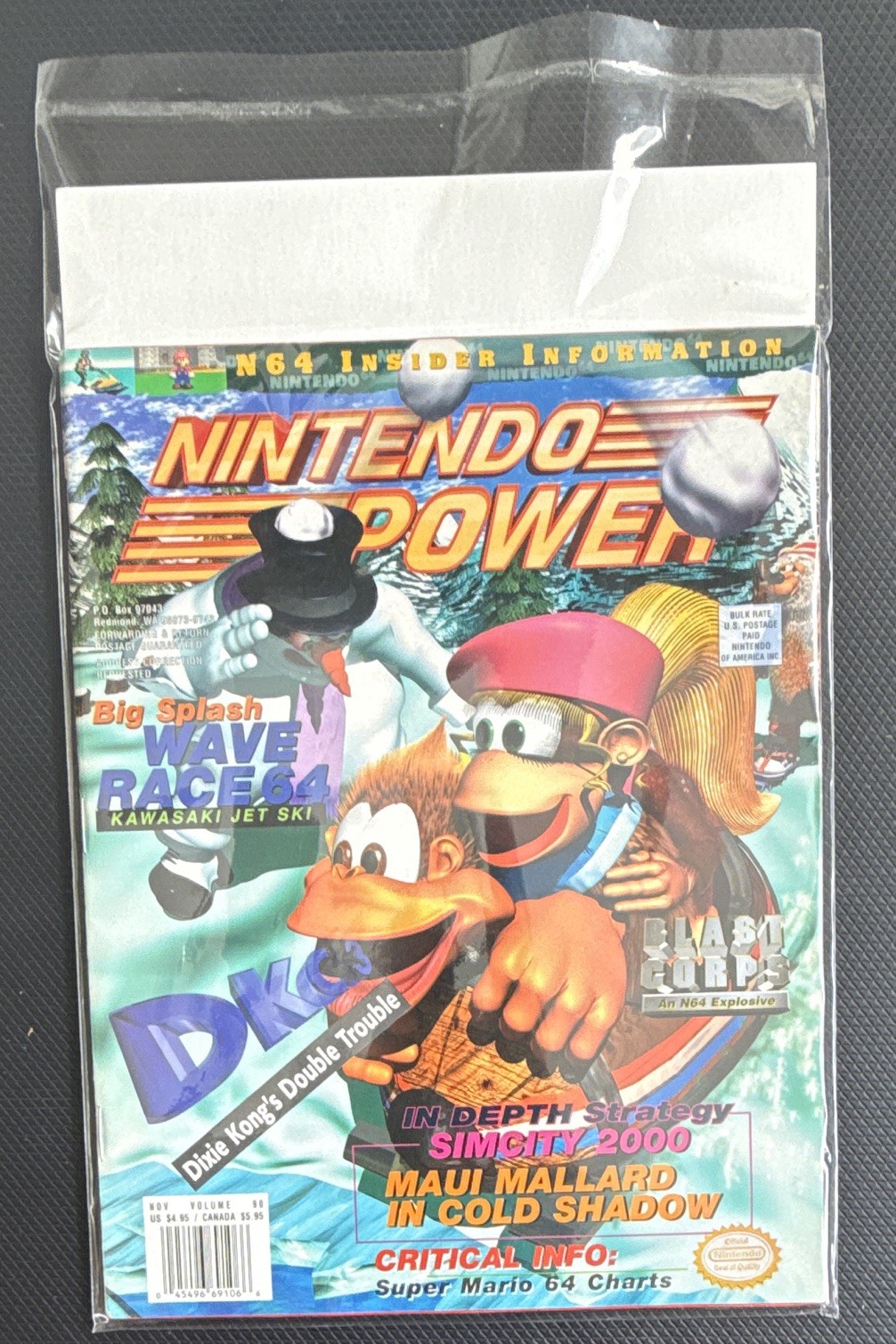 Nintendo Power Magazine Vol/Issue 90 Nov ‘96 DK 3 w/ Poster & Registration Card Nintendo Power Magazine Vol/Issue 90 Nov ‘96 DK 3 w/ Poster & Registration Card