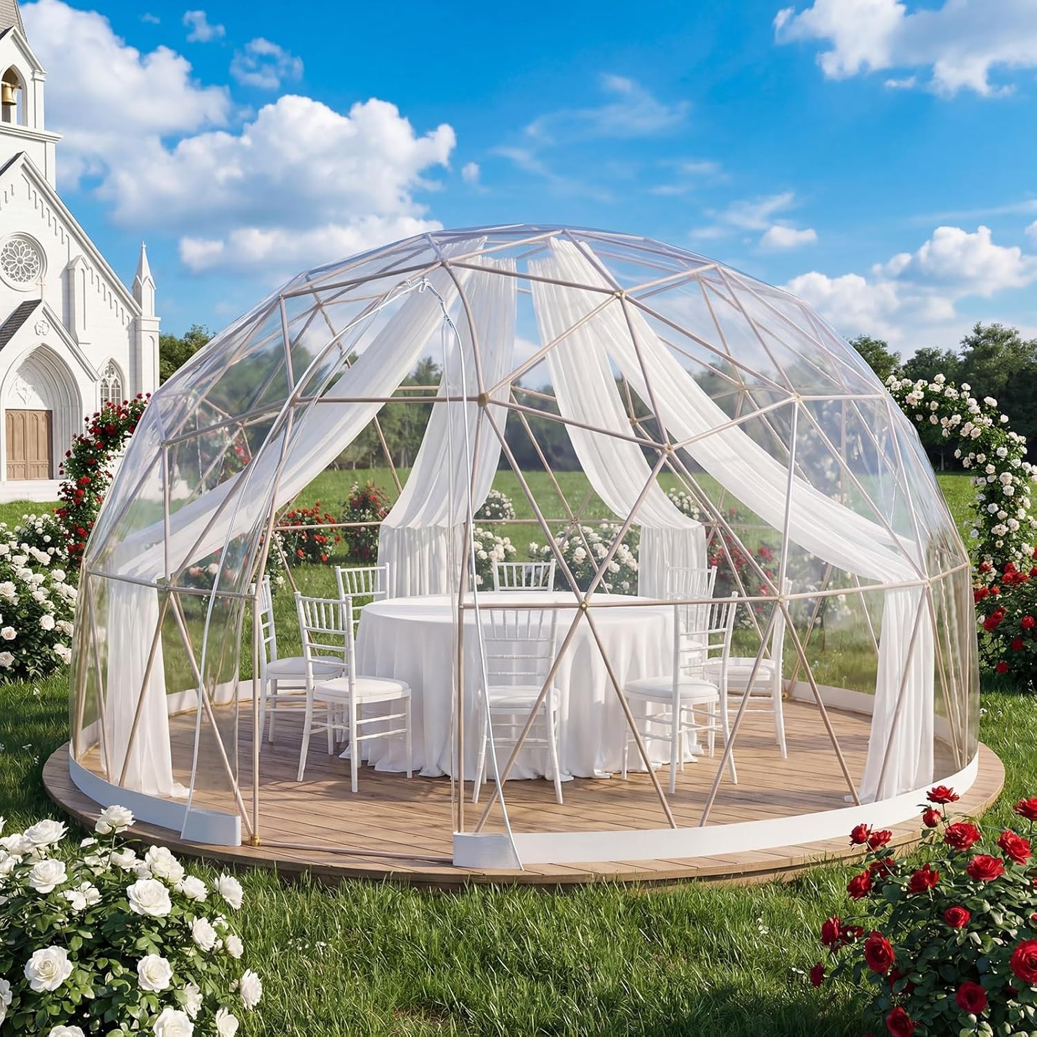 Clear Bubble Tent 12x12 Outdoor Igloo Dome Winter for 4-7 People TPU Cover
