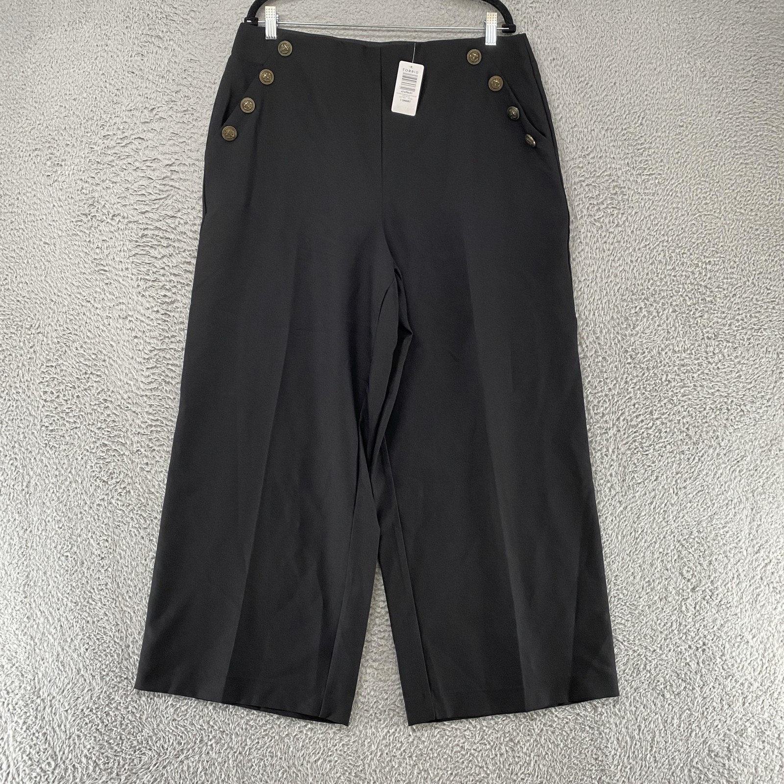Torrid Wide Leg Pants Womens 1X Short Studio Sailor Anchor Buttons High Rise