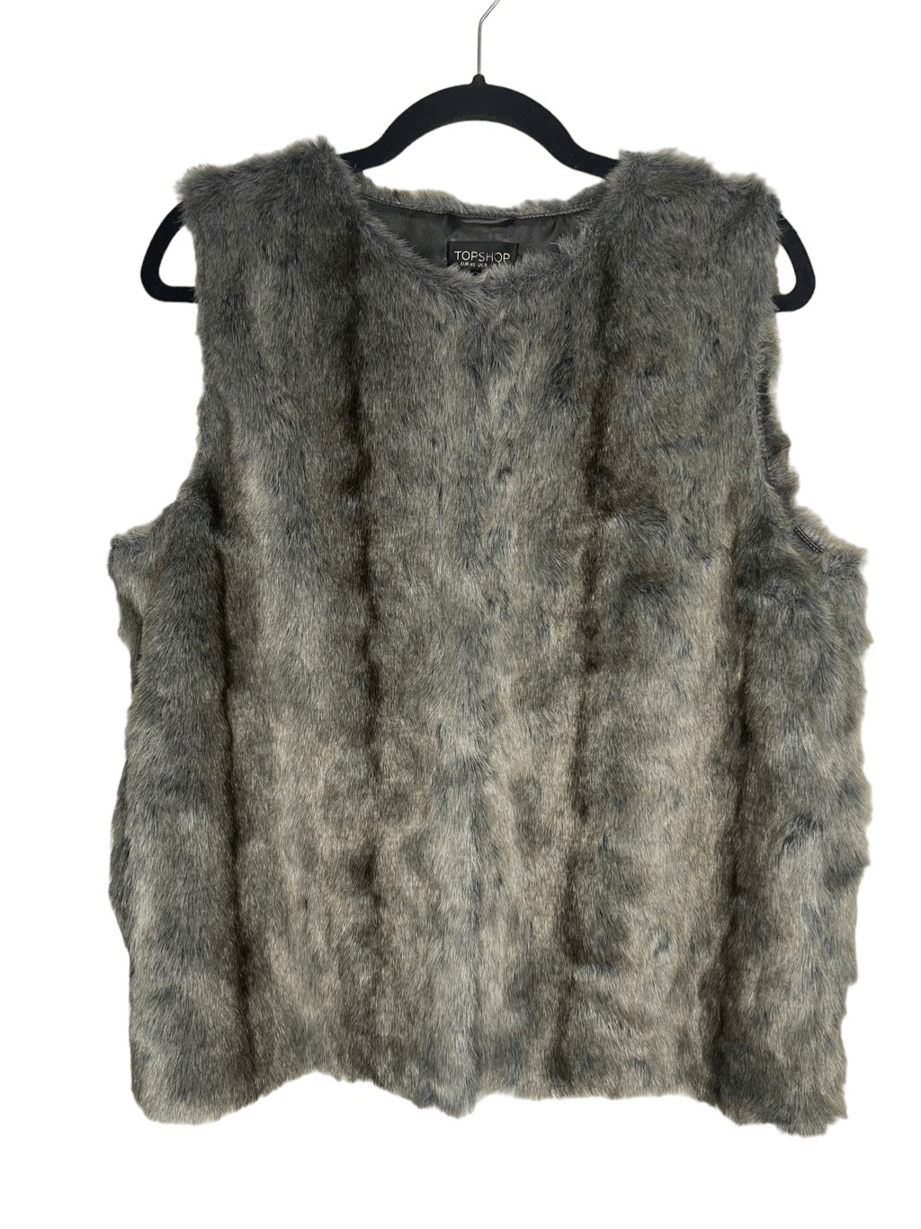 Topshop Women’s 8 Faux Fur Vest Brown Lined Hook Closure