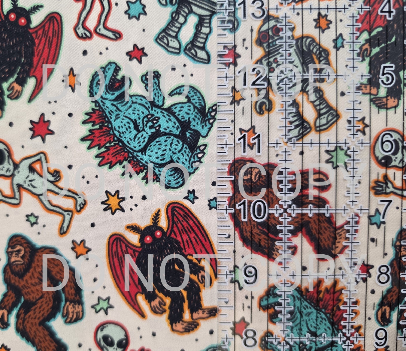 100% Cotton Woven Novelty Fabric Folklore Crytpids By The 1/4 Yard 9x56 