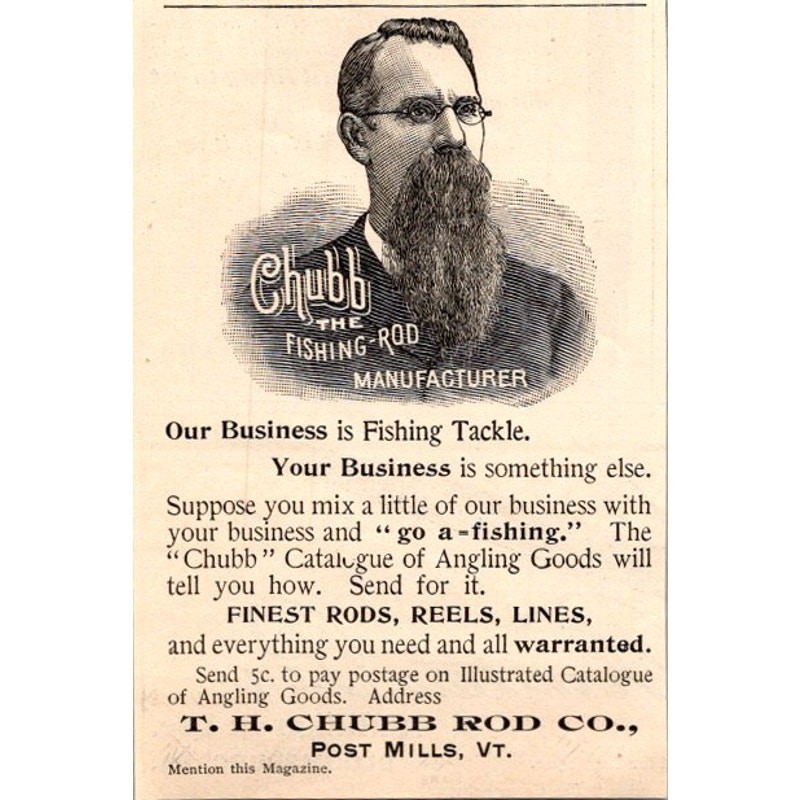 T H Chubb Rod Co. The Fishing Rod Manufacturer Post Mills 1894 Clipping SAI7-M11 T H Chubb Rod Co. The Fishing Rod Manufacturer Post Mills 1894 Clipping SAI7-M11