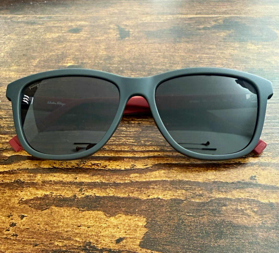 Salvatore Ferragamo Men’s Square Sunglasses Black Frame Gray Tinted 2505-32