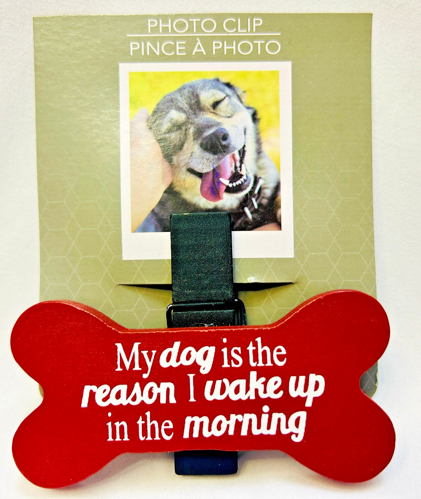 BNWT MY DOG IS THE REASON I WAKE UP IN THE MORNING RED&WHITE PHOTO CLIP 4\ BNWT MY DOG IS THE REASON I WAKE UP IN THE MORNING RED&WHITE PHOTO CLIP 4\