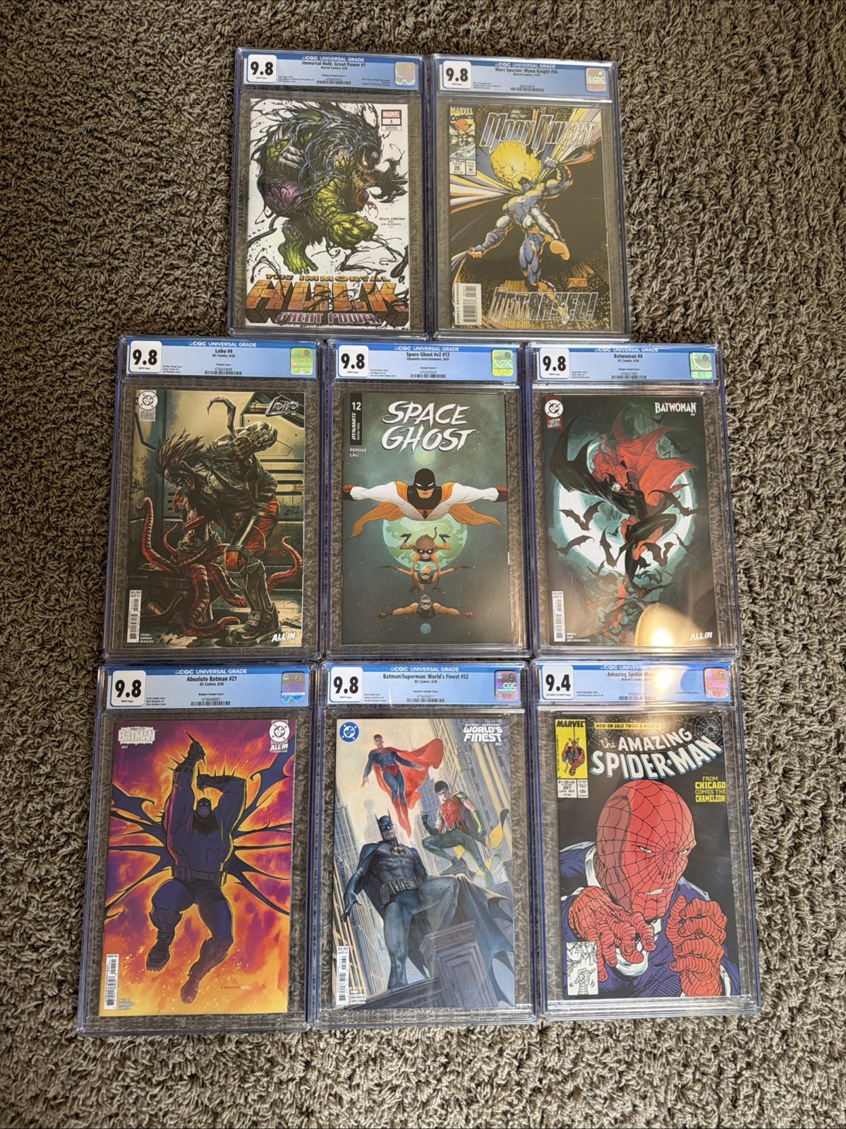 HULK Batman Superman Amazing Spiderman Batwoman Lobo Moon Knight CGC 9.8 Lot of8