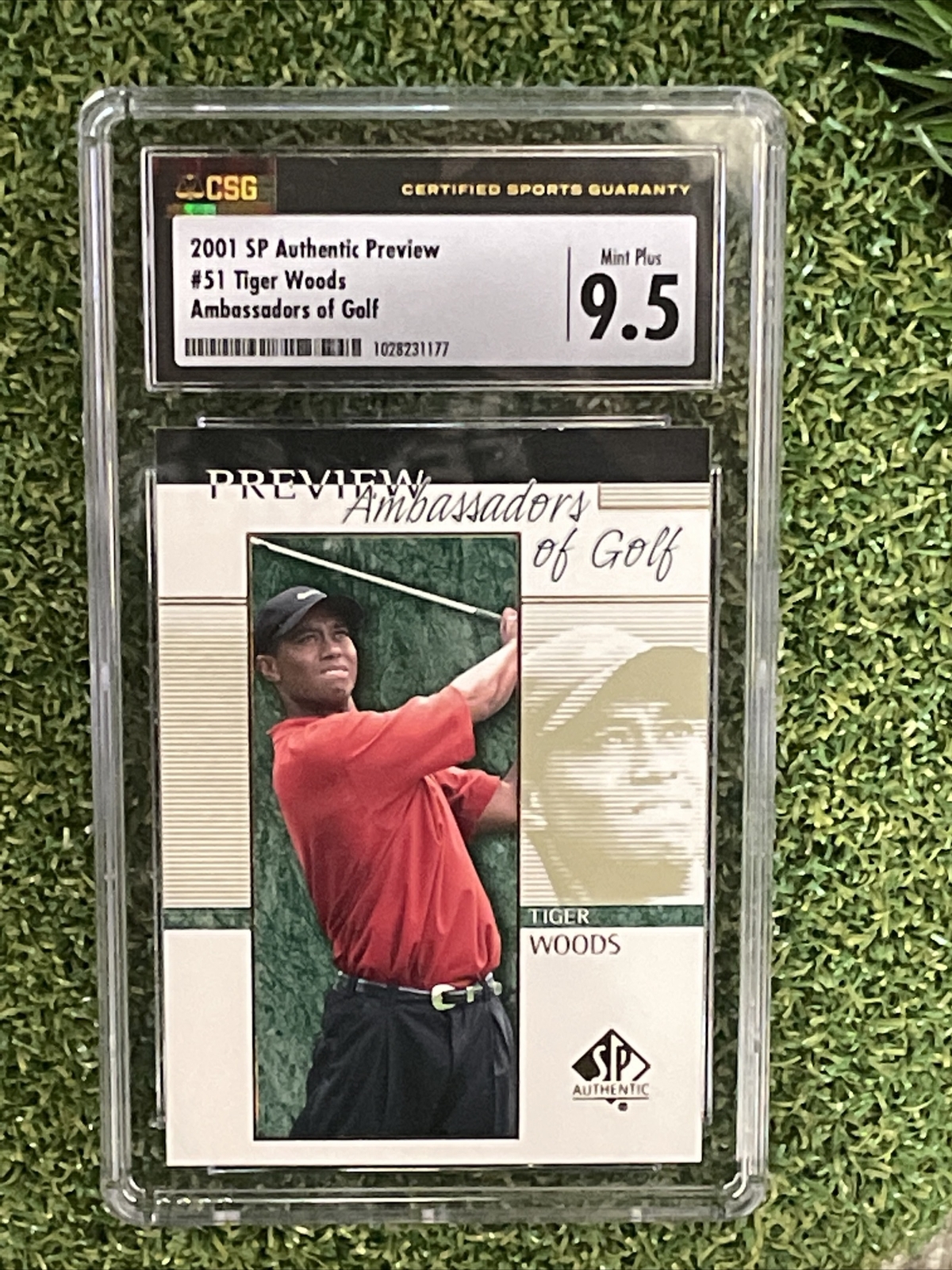 2001 SP AUTHENTIC PREVIEW #51 TIGER WOODS RC CSG 9.5 MINT ROOKIE CARD 🔥🔥🐅🐅 2001 SP AUTHENTIC PREVIEW #51 TIGER WOODS RC CSG 9.5 MINT ROOKIE CARD 🔥🔥🐅🐅