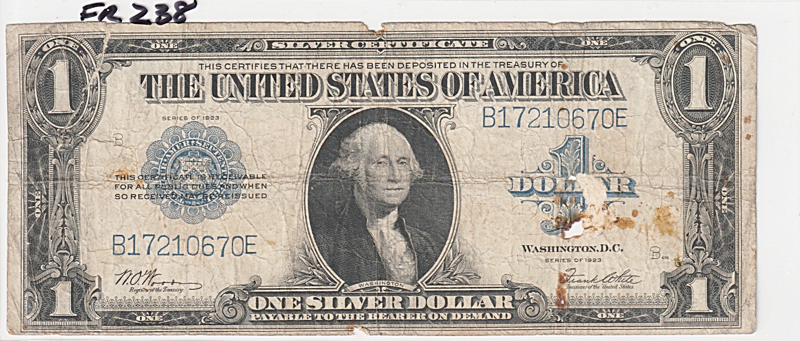 1923 $1 SILVER CERTIFICATE HORSE BLANKET  #674