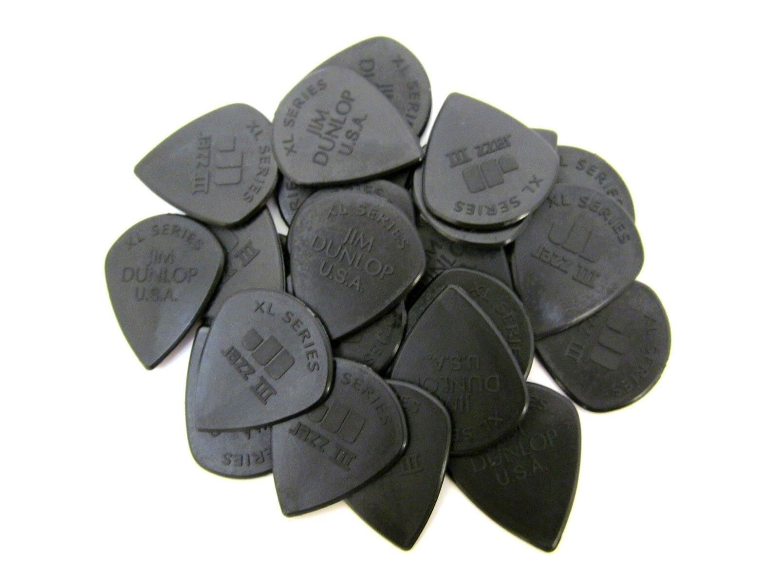Dunlop Guitar Picks Nylon Jazz III XL 24 Pack Black Stiffo 1.38mm 47RXLS