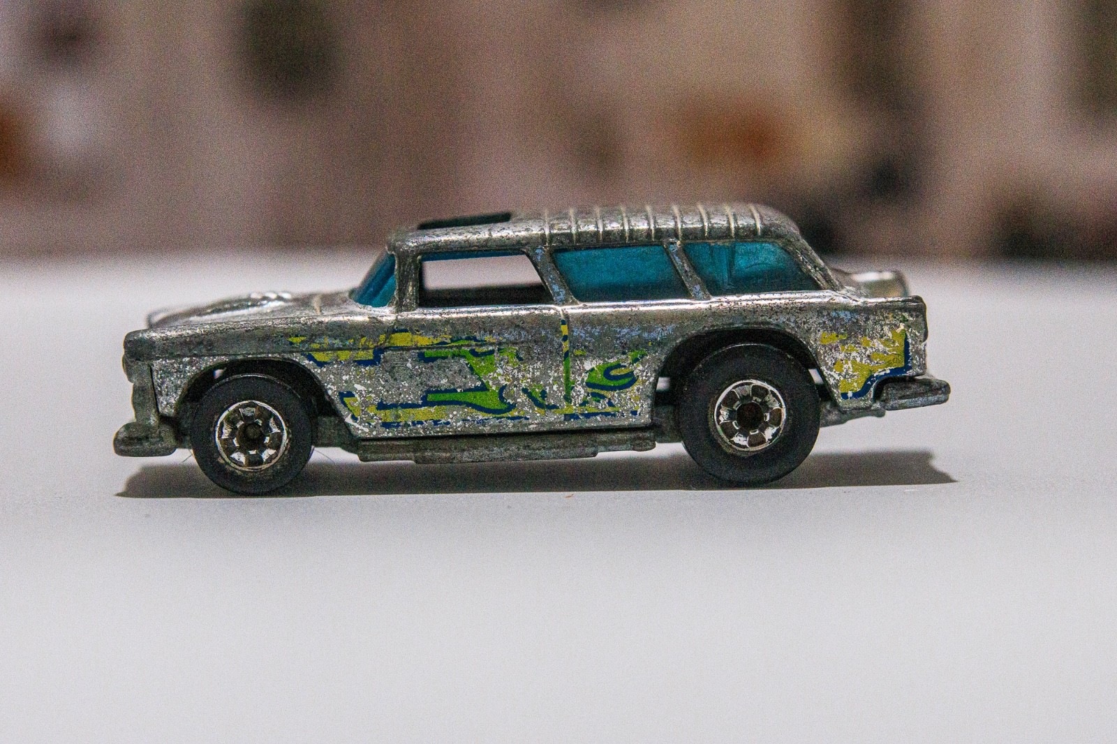 Vintage Hot Wheels- Chrome Blackwall Alive 55 Chevy Nomad Hong Kong 1977 release