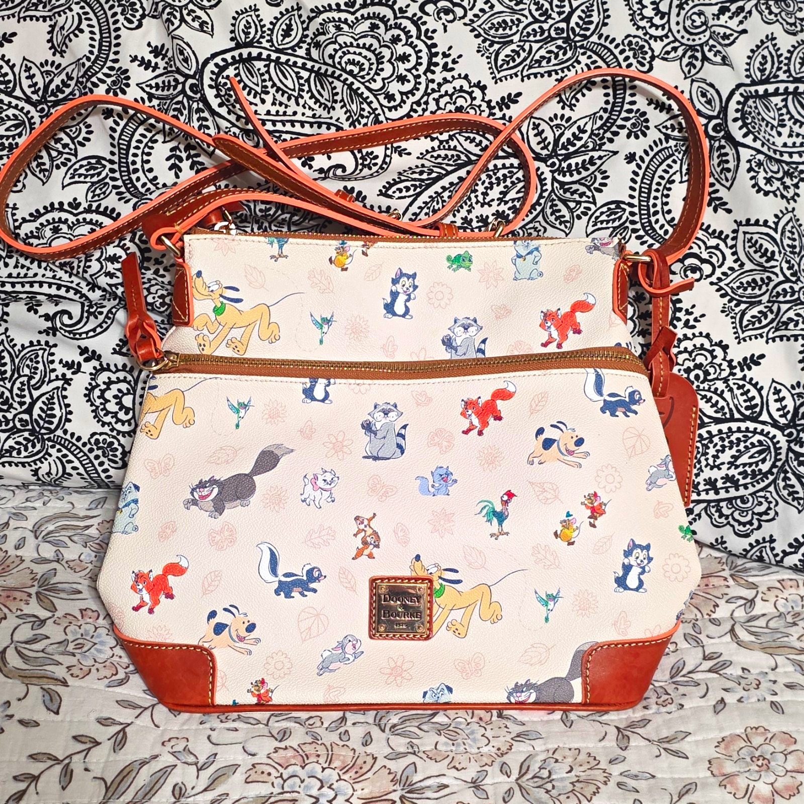 Dooney & Bourke Disney Pluto & Friends Character Print Crossbody Bag Beige Brown Dooney & Bourke Disney Pluto & Friends Character Print Crossbody Bag Beige Brown