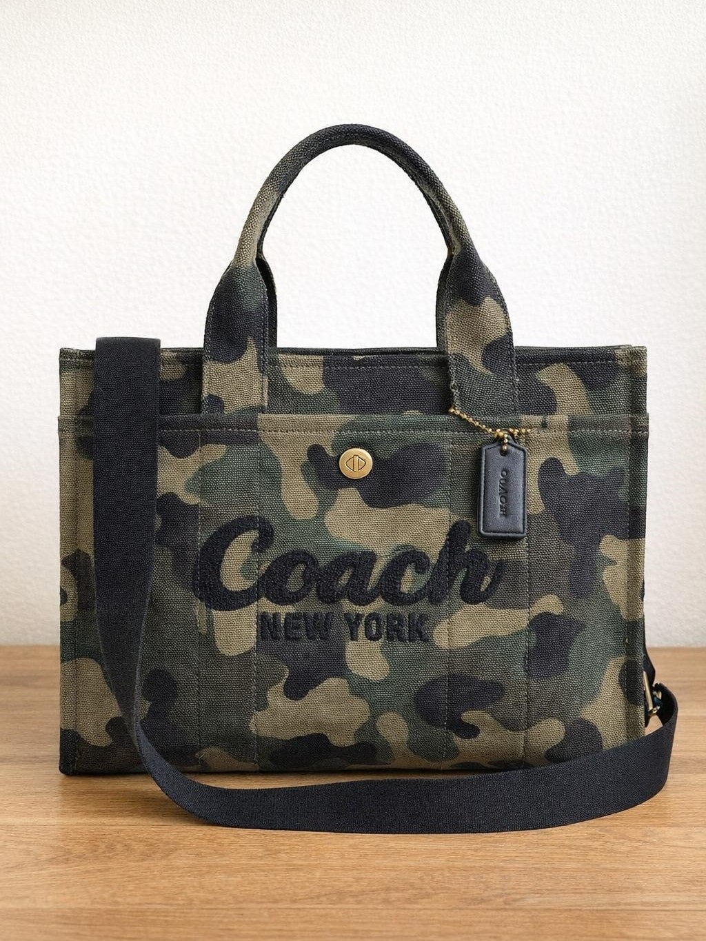 COACH Women’s Canvas Cargo Tote Bag with Camo Print