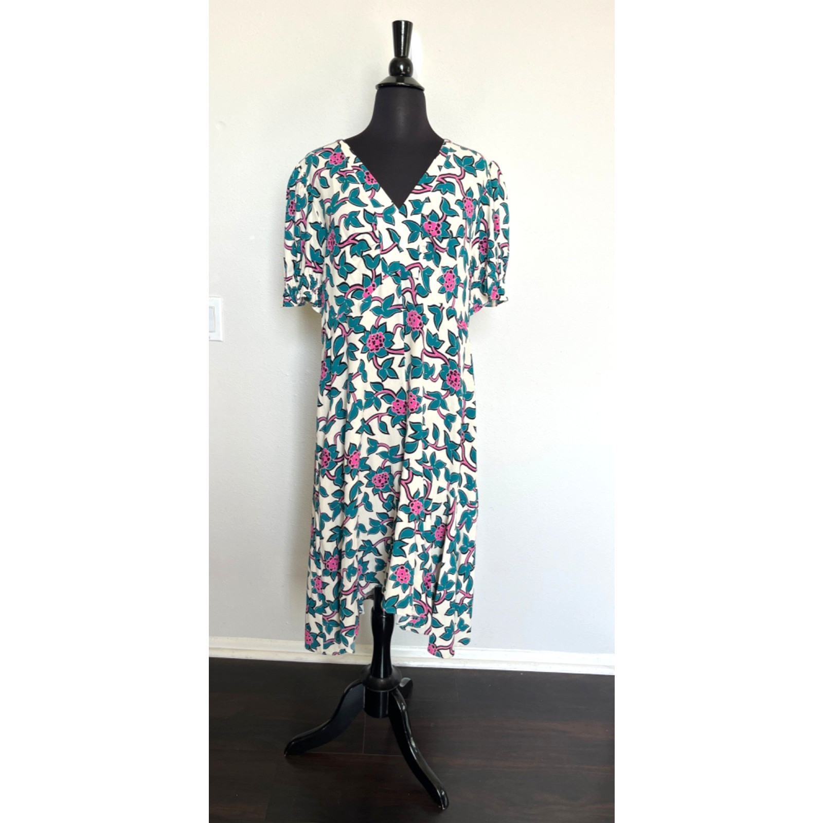 Diane Von Furstenberg DVF Alexis Dress Sz 14 Floral Dinner Party Wedding Guest