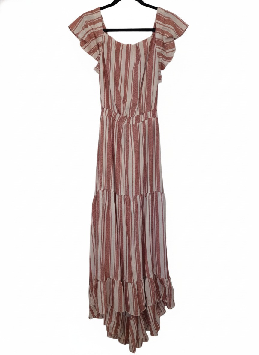 NWOT Maeve by Anthropologie Large Striped Maxi Dress with Ruffle Sleeves NWOT Maeve by Anthropologie Large Striped Maxi Dress with Ruffle Sleeves