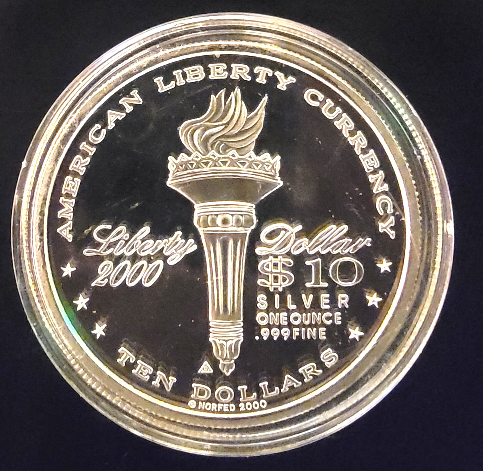 2000 Norfed Liberty $1 Currency Bullion Rare Vtg US-0.999 Silver 1 Oz Coin 226