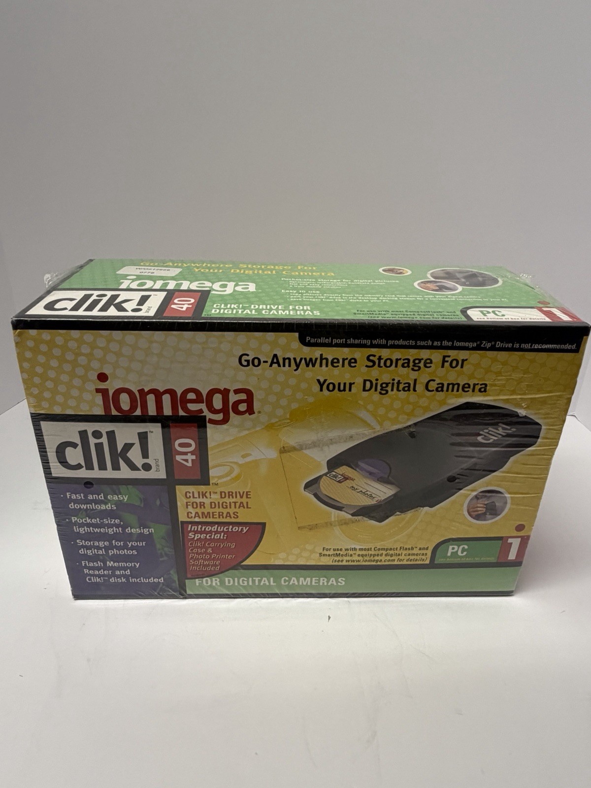 NEW Vintage Iomega Clik 40 Digital Camera Drive 40MB PC Windows 1998, SEALED