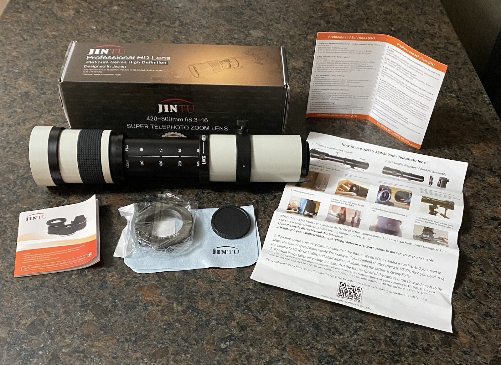 JINTU 420-800mm f/8.3 Manual Telephoto Zoom Lens - Black 