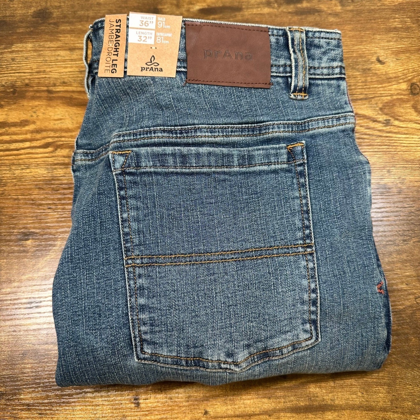 NEW Prana Axiom Straight Leg Jeans Mens 36x32 Antique Stone Wash Organic Stretch NEW Prana Axiom Straight Leg Jeans Mens 36x32 Antique Stone Wash Organic Stretch