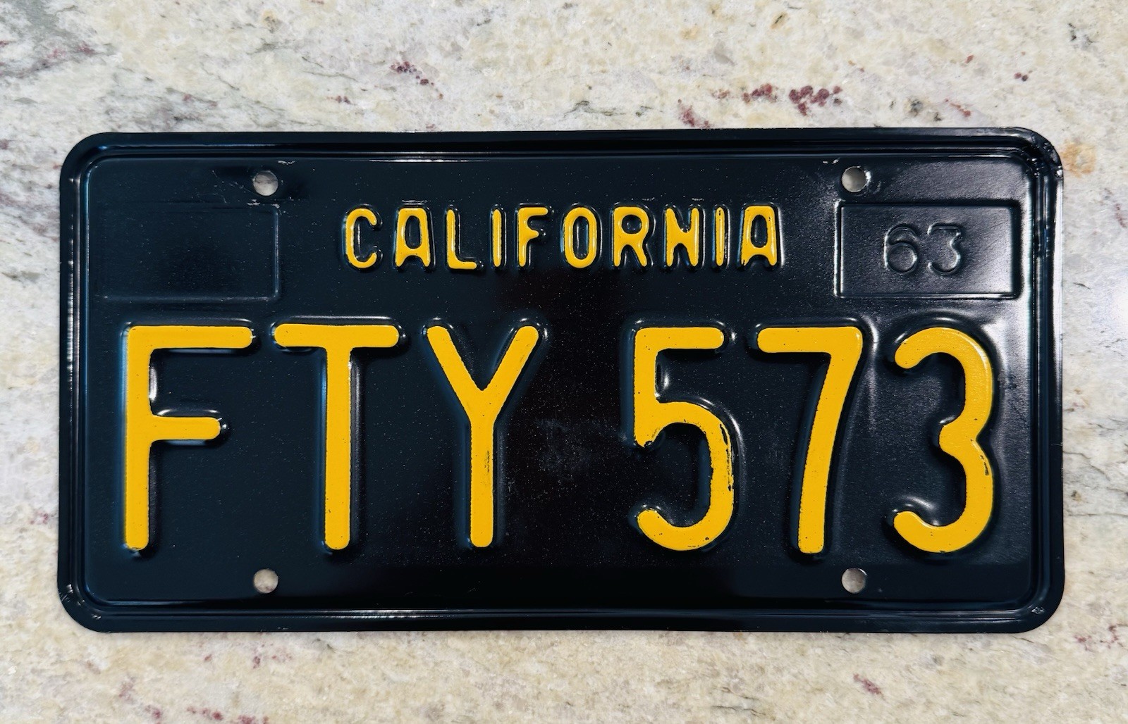1963 California License Plate Single plate # FTY 573