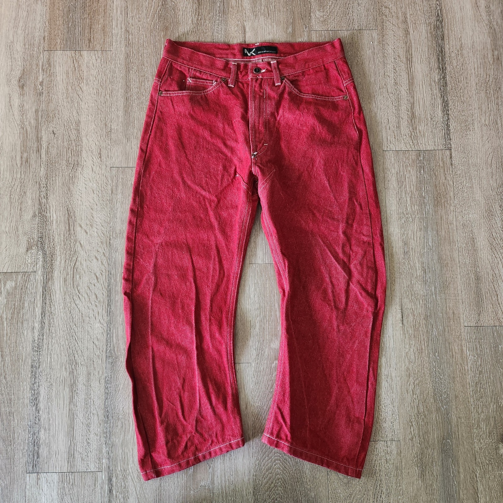 Andrew Mackenzie Red Denim Zip Fly Jeans Size 32